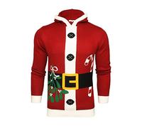 Xact Jersey navideño con capucha para hombre, Santa - Rojo, S