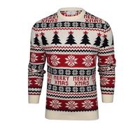 Xact Jersey navideño de cuello redondo para hombre Nordic Fairisle, Árboles de Navidad - Tinta, XXL