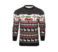 Xact Jersey navideño de cuello redondo para hombre Nordic Fairisle, Driving Home - Tinta, L
