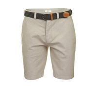 Xact Pantalones Cortos Hombre Chino Oxford de Algodón con Cinturón Incluido - Bermudas Verano Regular Fit, Shorts Casual Elegantes, Bolsillos, Cremallera, 23 cm, Stone, 32 W