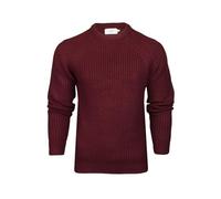 Xact Suéter de Hombre Tipo Pescador de Tejido Grueso, Cuello Redondo, Manga Raglán, granate, L