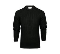 Xact Suéter de pescador de punto grueso para hombre, cuello redondo, manga raglán, Negro, L