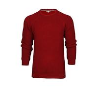 Xact Suéter de pescador de punto grueso para hombre, cuello redondo, manga raglán, rosso, XL