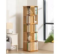 XAFNG Librerías giratoria de bambú de 360°, estantería giratoria de 5/6 Niveles, estantería giratoria de pie para Almacenamiento, Organizador de Torre para Sala de Estar, Sala de Estudio, Oficina