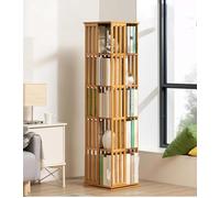 XAFNG Librerías giratoria de bambú de 360°, estantería giratoria de 5/6 Niveles, estantería giratoria de pie para Almacenamiento, Organizador de Torre para Sala de Estar, Sala de Estudio, Oficina