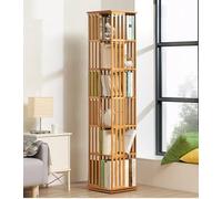 XAFNG Librerías giratoria de bambú de 360°, estantería giratoria de 5/6 Niveles, estantería giratoria de pie para Almacenamiento, Organizador de Torre para Sala de Estar, Sala de Estudio, Oficina
