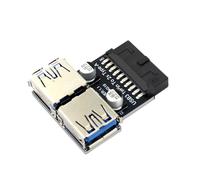 XAGMODSHN Adaptador de salida hembra USB 3.0 de 19 pines a doble puerto A, convertidor tipo C 3.1 expansor de puerto USB