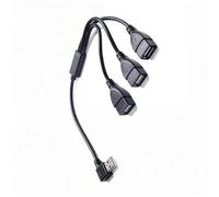 XAGMODSHN Cable de extensión USB macho a triple hembra en ángulo que permite la carga y transferencia de datos para teléfonos, tabletas, teclados, cable adaptador USB para múltiples dispositivos