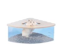 XAGMODSHN Caja de baño de arena para mascotas, arena acrílica transparente para hámster, jaula de mascotas, inodoro esquinero para ardillas