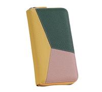 XAGMODSHN Cartera de estilo acordeón para mujer con bloqueo y múltiples ranuras para tarjetas para un almacenamiento seguro con cremallera para mujer, gran capacidad, amarillo limón, Mass Beauty