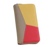XAGMODSHN Cartera de estilo acordeón para mujer con bloqueo y múltiples ranuras para tarjetas para un almacenamiento seguro con cremallera para mujer, gran capacidad, Khaki, Mass Beauty