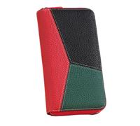 XAGMODSHN Cartera de estilo acordeón para mujer con bloqueo y múltiples ranuras para tarjetas para un almacenamiento seguro con cremallera para mujer, gran capacidad, Red, Mass Beauty