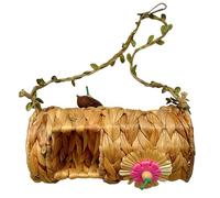 XAGMODSHN Casa de césped para loro, túnel de hierba natural para tejer a mano, túnel escondite, juguete para loro y hámster