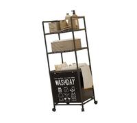 XAGMODSHN Cesta de lavandería con ruedas con estantes extraíbles, marco de metal plegable, cesta de almacenamiento para baño, dormitorio, organización