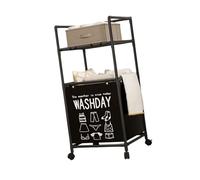 XAGMODSHN Cesta de lavandería con ruedas con estantes extraíbles, marco de metal plegable, cesta de almacenamiento para baño, dormitorio, organización