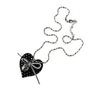 XAGMODSHN Collar con lazo y corazón de amor, añade un toque romántico a cualquier atuendo, accesorio para mujer, collar de acero inoxidable a