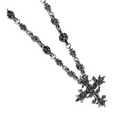 XAGMODSHN Collar de cruces de rosas de rama europea Estilos punk Joyería unisex Regalo para parejas y uso diario Collar con colgante de cruces de estilos punk