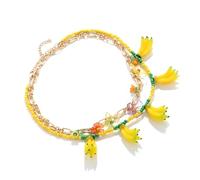 XAGMODSHN Collar de cuentas apilables para mujer con dije de flor de plátano, joyería de resina ligera, casual, a la moda, joyería ligera para mujer