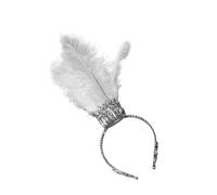 XAGMODSHN Coronas de diamantes de imitación con plumas para carnaval, fiesta, llamativo, accesorios de festival, diadema para discoteca, tocado de lujo