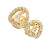 XAGMODSHN Cubiertas de dientes ajustables chapadas en cobre con forma de corazón, accesorio de decoración para los amantes de los estilos urbanos, usan parrillas de corazón huecas, talla única, como