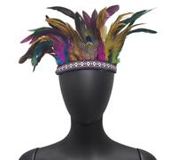 XAGMODSHN Diadema étnica de plumas para festivales, celebraciones, IndianChiefs, diadema, máscaras, carnaval, fiesta, decoración para el cabello, suministros para fiestas