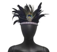 XAGMODSHN Diadema étnica de plumas para festivales, celebraciones, IndianChiefs, diadema, máscaras, carnaval, fiesta, decoración para el cabello, suministros para fiestas