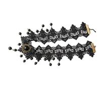 XAGMODSHN Diademas de encaje negro con perlas para bodas, novia, diadema de lujo para mujeres a la moda