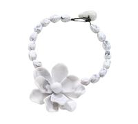 XAGMODSHN Elegante collar de cuentas llamativo grande de resina floral con dije de gargantilla de longitud ajustable, joyería para citas, elegante collar de fiesta
