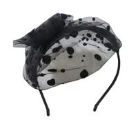 XAGMODSHN Elegante diadema de malla con diseño de calavera alta, diadema de moño francés, con puntos, para fiesta de té, cubierta para el pelo, adorno formal para el cabello