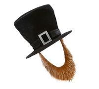 XAGMODSHN Elegante sombrero de disfraz de pirata con barba desmontable, accesorio de fiesta de Halloween, adecuado para adultos, 55-60 cm, sombrero de caballero con barba
