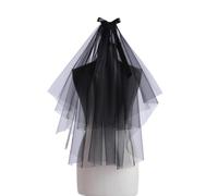XAGMODSHN Elegante velo de tul negro para fiesta de Halloween, cómodo velo de novia del día de la muerte para todas las edades