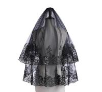 XAGMODSHN Elegante velo de tul negro para fiesta de Halloween, cómodo velo de novia del día de la muerte para todas las edades
