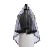 XAGMODSHN Elegante velo de tul negro para fiesta de Halloween, cómodo velo de novia del día de la muerte para todas las edades