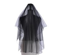 XAGMODSHN Elegante velo de tul negro para fiesta de Halloween, cómodo velo de novia del día de la muerte para todas las edades