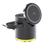 XAGMODSHN Estación de carga rápida inteligente 3 en 1 de 15 W para auriculares de teléfono, relojes inteligentes, organizadores de escritorio con iluminación LED, estación de carga con soporte para