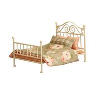 XAGMODSHN Estructura de metal realista modelo de cama para dormitorio, escala 1:12, muebles en miniatura, acabado natural, juego de rol
