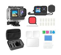 XAGMODSHN Funda de buceo impermeable para cámara de acción Hero9-12 con filtro subacuático, funda de silicona, tapa de lente, bolsa de almacenamiento