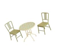 XAGMODSHN Iron Dollhouses Garden Patio Table Set 1/12 Scale 3PCS Outdoor Furniture For Miniature Landscaping Kids Role Play Garden Furniture Set