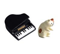 XAGMODSHN Juego de adornos de pianista en miniatura para gatos y figuras de piano para sala de estar y decoración de escritorio de oficina