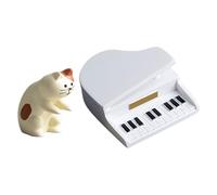 XAGMODSHN Juego de adornos de pianista en miniatura para gatos y figuras de piano para sala de estar y decoración de escritorio de oficina
