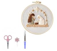 XAGMODSHN Juego de bordado con aguja guía de patrón de aro e hilo para principiantes