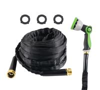 XAGMODSHN Manguera de agua marina de 50 pies con accesorios de bronce fuerte y 9 salidas de rociado para jardinería al aire libre, manguera de agua de limpieza con salida