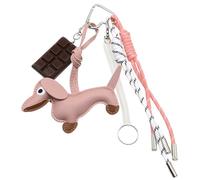 XAGMODSHN Precioso Llavero De Chocolate PU Creativo Llaveros Perro Salchicha Adornos Colgantes Bolsa Para Mujer Chocolate Perro Salchicha