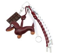 XAGMODSHN Precioso Llavero De Chocolate PU Creativo Llaveros Perro Salchicha Adornos Colgantes Bolsa Para Mujer Chocolate Perro Salchicha