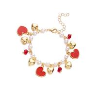 XAGMODSHN Pulsera de cuentas de corazón y cerezas de fresa para mujer, ajustable, encantadora, joyería de frutas, piezas de declaración, as described, Metal