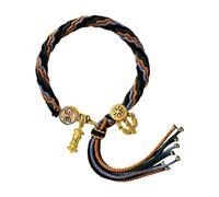 XAGMODSHN Pulsera tejida a mano de estilos tibetanos con Tara verde y diseños de Dios de la riqueza para uso diario informal pulsera con amuleto de la suerte