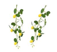 XAGMODSHN Ramas de limonero artificiales de color amarillo realista con hojas verdes para proyectos de manualidades y decoración de jarrones