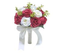 XAGMODSHN Ramo de rosas artificiales blancas y azules para ceremonia, ensayo de recepción, recuerdos duraderos, ramo de boda falso