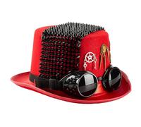 XAGMODSHN Sombrero de copa con remaches de Halloween con detalles de la era industrial, diseño de gafas Coser para cumpleaños, novia, novio, gótico, steampunk, con gafas