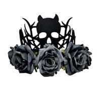XAGMODSHN Tocado de diablo de bruja, accesorio de disfraz de Halloween con rosas decorativas, coronas de tela suave, tocado ligero para fiesta